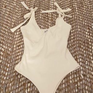 Clove Tie Up Bodysuit in White